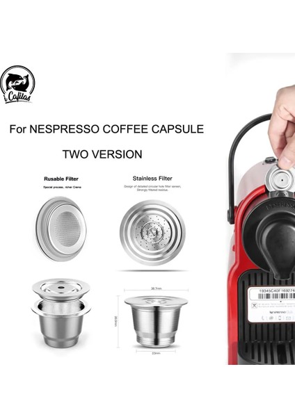 Turuncu Tarzı Icafilas Nespresso Doldurulabilir Kapsül Yeniden Kullanılabilir Paslanmaz Çelik Yeniden Kullanılabilir Kapsüller Kahve Filtresi Pod Kahve Sabotaj Kaşığı (Yurt Dışından) indirimleri