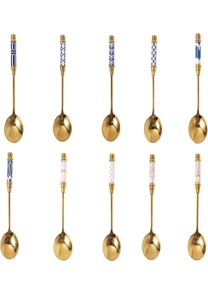 No.2 Tarzı Çay Kahve Karıştırma Kaşığı Seramik Saplı Şekil Yemek Takımı Tatlı Kaşığı Mutfak Sofra Takımı Mutfak Supp (Yurt Dışından)