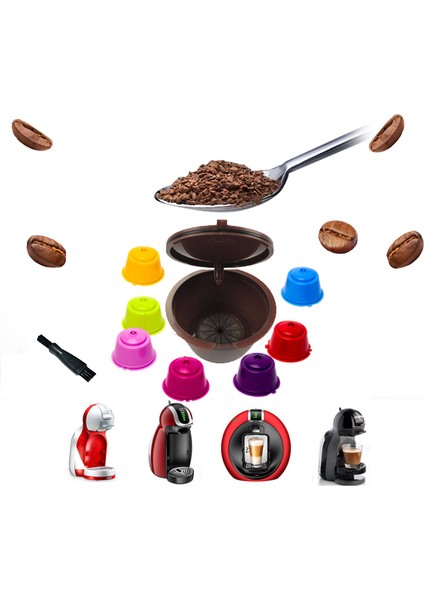 Mavi Stil 1 Adet Yeniden Kullanılabilir Kahve Kapsül Filtre Fincan Doldurulabilir Kapaklar Için Kaşık Fırça Filtre Sepetleri Yumuşak Tat Tatlı (Yurt Dışından) modelleri