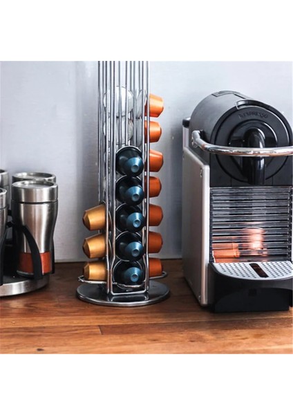 F Stili 2019 Nespresso Kahve Kapları Tutacağı Döner Raf Kahve Kapsül Standı Nespresso Kapsülleri Depolama Rafı Organizasyon Tutacağı Setleri (Yurt Dışından)