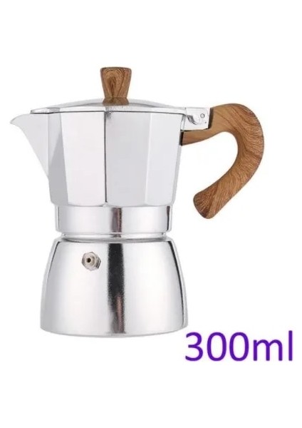 06-Gümüş 300ML Stili Italyan Kahve Makinesi Espresso Percolator Pot Moka Pot Açık Ocak Kafe Araçları Kahve Bule Şofben Kahve Makinesi Ev Için (Yurt Dışından)