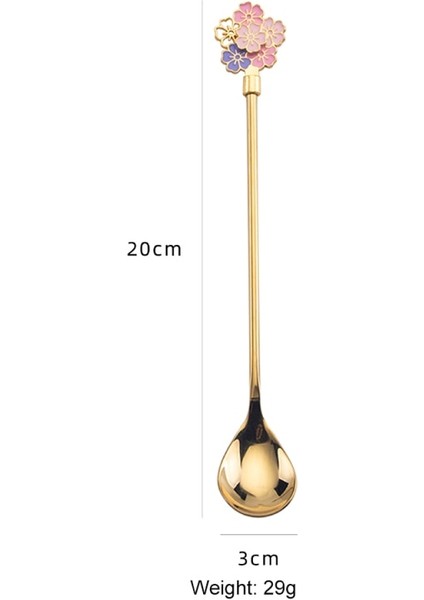 Altın Tarzı 1 Parça Sakura Kahve Kaşığı Sevimli Paslanmaz Çelik Çiçek Kaşığı Tatlı Aperatif Çocuk Kaşığı Dondurma Kaşığı Çay Kupa Kaşığı Mutfak Sofra Takımı (Yurt Dışından)