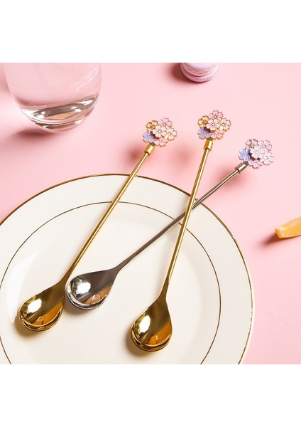 Altın Tarzı 1 Parça Sakura Kahve Kaşığı Sevimli Paslanmaz Çelik Çiçek Kaşığı Tatlı Aperatif Çocuk Kaşığı Dondurma Kaşığı Çay Kupa Kaşığı Mutfak Sofra Takımı (Yurt Dışından) fırsatları