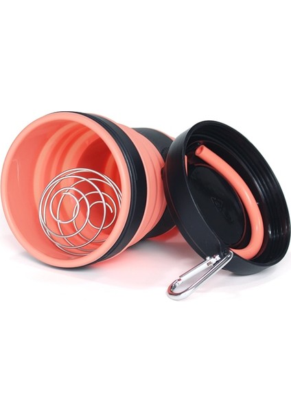 06 Saman Stili ile 550ML Paslanmaz Çelik Yaylı Top ile Katlanabilir Silikon Kahve Hasır Bardak Açık Havada Seyahat Su Sarsıntı Bardakları Katlanır Taşınabilir Şişe (Yurt Dışından)