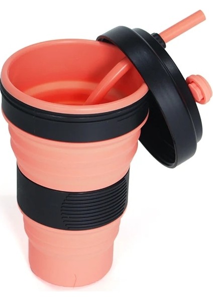 06 Saman Stili ile 550ML Paslanmaz Çelik Yaylı Top ile Katlanabilir Silikon Kahve Hasır Bardak Açık Havada Seyahat Su Sarsıntı Bardakları Katlanır Taşınabilir Şişe (Yurt Dışından)