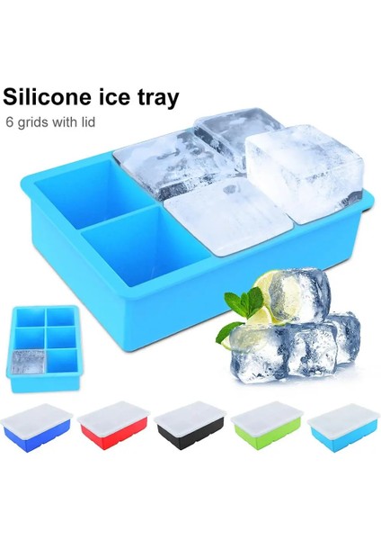 Mavi Stil 1 Adet Gıda Sınıfı Silikon 6 Izgaralar Kare Buz Küpü Tepsi Maker Kalıp Konteyner Mutfak Gadget Bar Otel Ev Restoran Için Kapaklı (Yurt Dışından) fiyatları
