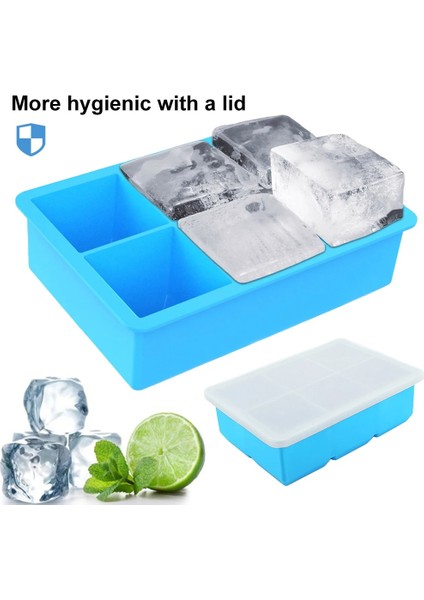 Mavi Stil 1 Adet Gıda Sınıfı Silikon 6 Izgaralar Kare Buz Küpü Tepsi Maker Kalıp Konteyner Mutfak Gadget Bar Otel Ev Restoran Için Kapaklı (Yurt Dışından) modelleri