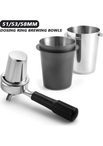 Gümüş Tarzı 51-53MM mm Akıllı Dozaj Halkası Demleme Kasesi Paslanmaz Çelik Kahve Tozu Espresso Barista Huni Portafilter Kahve Sabotaj (Yurt Dışından) modelleri