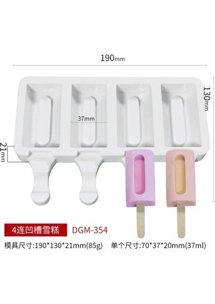 L-Beyaz Tarzı Silikon Dondurma Kalıpları 4 Hücreli Buz Küpü Tepsisi Gıda Güvenli Popsicle Maker Dıy Ev Yapımı Dondurucu Buz Lolly Kalıp Ev Dondurma Araçları (Yurt Dışından) fiyatları