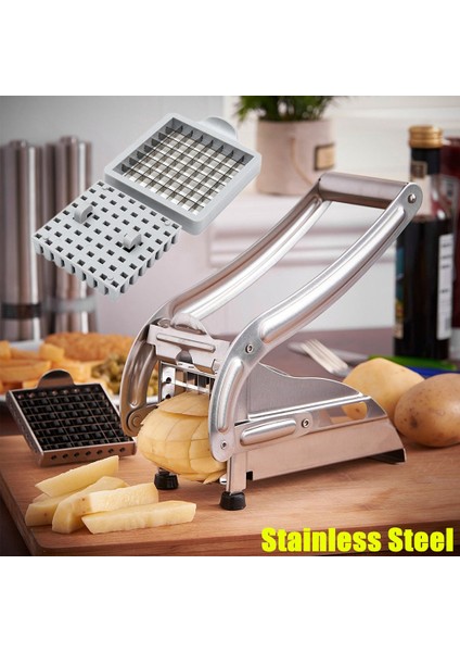 Paslanmaz Çelik Patates Kızartması Yapma Aracı Patates Cipsi Şerit Dilimleme Kesici Doğrayıcı Cips Makinesi Yapma Aracı Patates Kesme Kızartması (Yurt Dışından)
