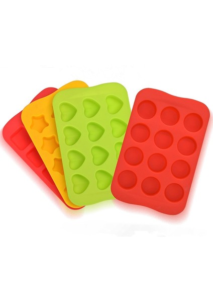 Kızıl Meydan Stili Sıcak 12 Izgara Dondurma Kalıbı Silikon Çikolata Kalıp Tepsisi Yaratıcı Starheartroundsquare Şekilli Buz Küpü Kek Dekorasyon Kalıbı (Yurt Dışından) modelleri