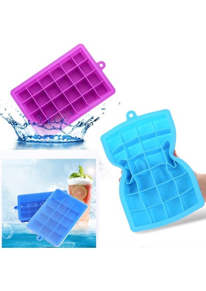 F9105 24 Hücre Stili Kapaklı Silikon Buz Küpü Tepsileri, 15 Gözlü 24 Gözlü Kokteyl, Viski, Şeker, Çikolata ve Daha Fazlası Için Buz Küpü Tepsi Kalıpları (Yurt Dışından) modelleri