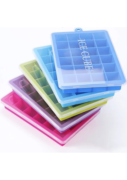 F9105 24 Hücre Stili Kapaklı Silikon Buz Küpü Tepsileri, 15 Gözlü 24 Gözlü Kokteyl, Viski, Şeker, Çikolata ve Daha Fazlası Için Buz Küpü Tepsi Kalıpları (Yurt Dışından) indirimleri