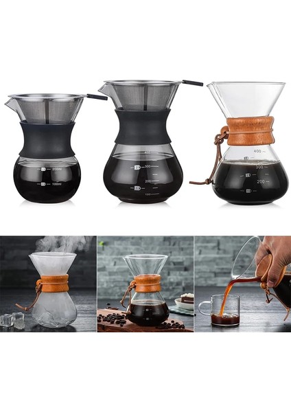 200ML Filtre Tarzı ile Borosilikat Camlı Kahve Makinesi Üzerine Dökün Manuel Kahve Damlatıcı Demleyici H99F (Yurt Dışından)