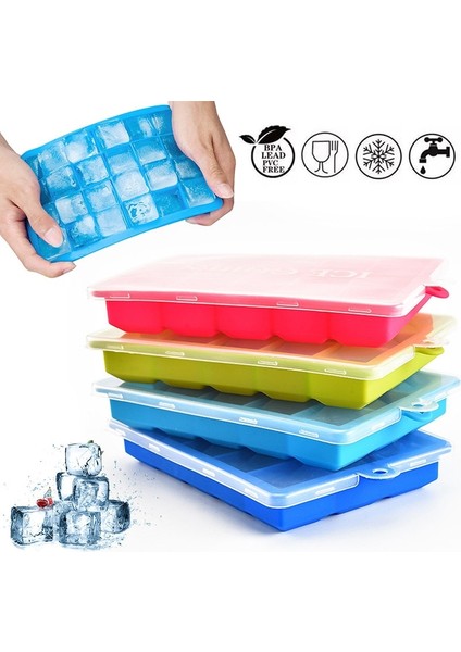 Açık Mavi 15 Izgara Stili 24 Izgaralar Buz Küpü Tepsisi Gıda Sınıfı Silikon Buz Küpü Yapıcı Kalıp, Dondurma Çikolata Partisi Viski Kokteyl Içeceği Için Kapaklı (Yurt Dışından) fiyatları