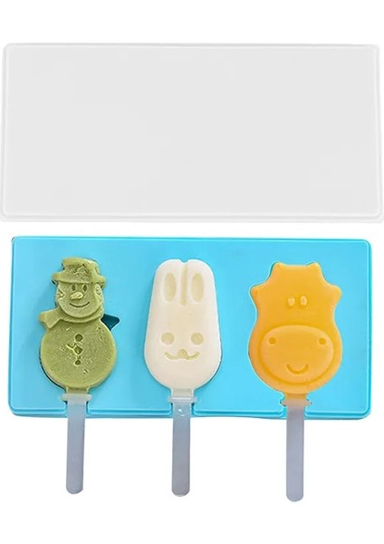 No.12 Tarzı Silikon Dondurma Kalıbı Sevimli Karikatür Buzlu Şeker Kalıbı Kapaklı ve Çubuklarla Yeniden Kullanılabilir Buz Pop Kalıbı Buz Lolly Kalıp Ev Mutfak Aletleri (Yurt Dışından)