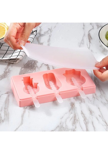 No.12 Tarzı Silikon Dondurma Kalıbı Sevimli Karikatür Buzlu Şeker Kalıbı Kapaklı ve Çubuklarla Yeniden Kullanılabilir Buz Pop Kalıbı Buz Lolly Kalıp Ev Mutfak Aletleri (Yurt Dışından) fırsatları