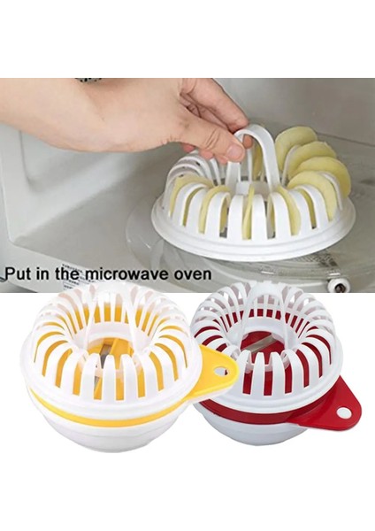 Sarı Stil Dıy Düşük Kalorili Mikrodalga Fırın Patates Cipsi Makinesi Elma Meyve Patates Gevrek Chip Dilimleme Fırın Tepsisi Mutfak Aracı (Yurt Dışından)