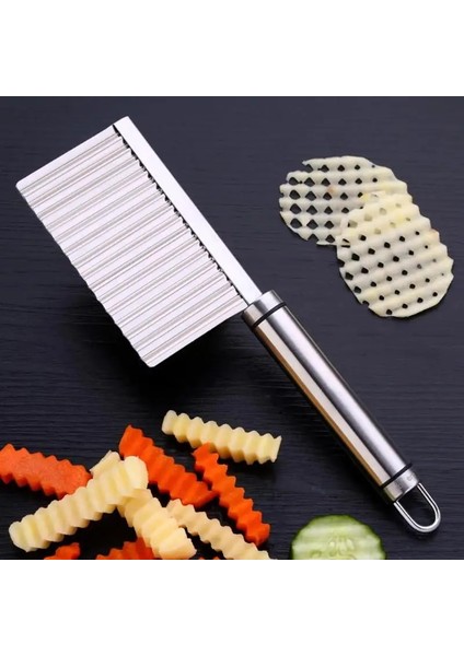 Bir Stil Patates Cipsi Dilimleme Paslanmaz Çelik Hamur Kesici Sebze Meyve Kırışık Dalgalı Dilimleme Bıçağı Patates Kesici Doğrayıcı Fransız Kızartma Makinesi (Yurt Dışından) modelleri