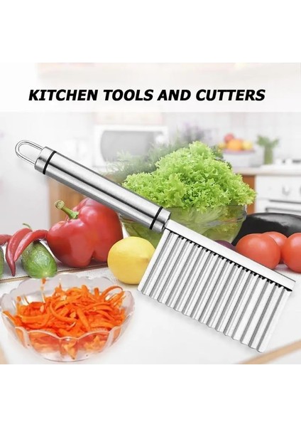 Bir Stil Patates Cipsi Dilimleme Paslanmaz Çelik Hamur Kesici Sebze Meyve Kırışık Dalgalı Dilimleme Bıçağı Patates Kesici Doğrayıcı Fransız Kızartma Makinesi (Yurt Dışından) indirimleri