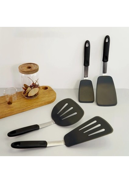 D Stili Yapışmaz Silikon Turner Spatula Isıya Dayanıklı Geniş Spatulalar Esnek Turner Gözleme Kürek Omlet Balık Pişirme Gereçleri 2021 (Yurt Dışından)