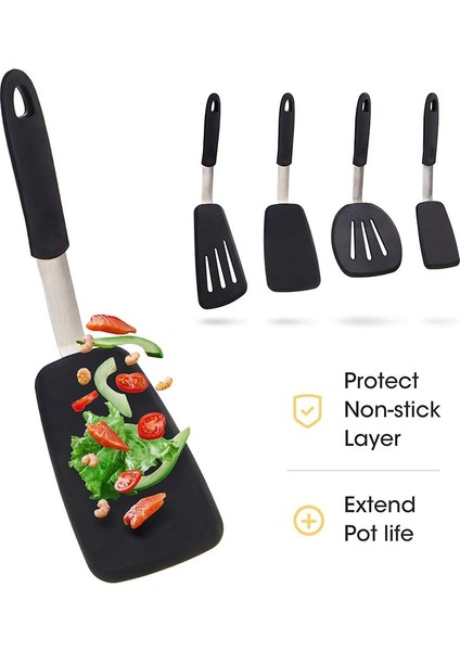 D Stili Yapışmaz Silikon Turner Spatula Isıya Dayanıklı Geniş Spatulalar Esnek Turner Gözleme Kürek Omlet Balık Pişirme Gereçleri 2021 (Yurt Dışından)