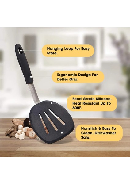 D Stili Yapışmaz Silikon Turner Spatula Isıya Dayanıklı Geniş Spatulalar Esnek Turner Gözleme Kürek Omlet Balık Pişirme Gereçleri 2021 (Yurt Dışından)