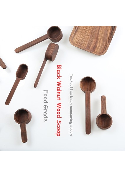 Uzun Sap Stili Ahşap Kahve Kaşığı Ölçme Kaşığı Siyah Ceviz Ahşap Mutfak Kepçe Şeker Baharat Toz Kahve Aksesuarları Için Ölçme Kaşığı (Yurt Dışından) modelleri