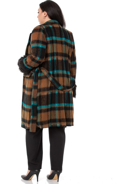 Büyük Beden Kolları Kürklü Cepli Astarlı Vizon Kaban modelleri