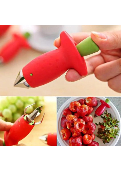 Çilek Soyucu Stili Çilek Soyma Mutfak Meyve Gadget Aracı Çilek Dilimleme Kesici Meyve Domates Sapı Çilek Kök Sökücü Ev Aletleri (Yurt Dışından) fırsatları