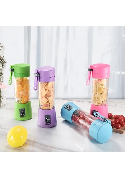 Mor Tarzı 2 Bıçak Bıçaklar 380ML El USB Sıkacağı Şişe Taşınabilir USB Elektrikli Meyve Narenciye Limon Sıkacağı Blender Sıkacağı Suyu Makinesi (Yurt Dışından)