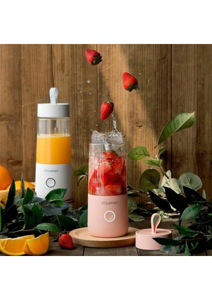 330ML Beyaz Stil 350ML Taşınabilir Elektrikli Meyve Sıkacağı USB Şarj Edilebilir Smoothie Blender Makinesi Mini Meyve Sıkma Mikser Bardak Şişe Mutfak Aracı (Yurt Dışından)