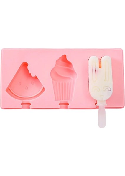 Stil-G Stili Silikon Dondurma Kalıbı Dıy Ev Yapımı Dondurma Kalıpları Dondurucu Suyu 3 Hücre Büyük Boy Buz Küpü Tepsi Popsicle Varil Makinesi Kalıp Aracı (Yurt Dışından)