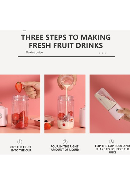 Pembe Tarzı Taşınabilir Meyve Sıkacağı Elektrikli USB Şarj Edilebilir Smoothie Blender Makinesi Mikser Mini Meyve Suyu Makinesi Hızlı Mutfak Robotu Mobil Mikser (Yurt Dışından)