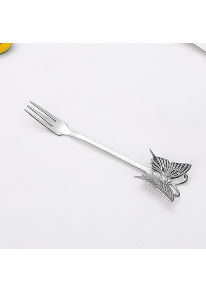 Gümüş Çatal Stili 1 Adet Paslanmaz Çelik Kahve Kaşığı Çay Kaşığı Altın Kaplama Şeker Tatlı Meyve Çatal Ayna Parlatma Kelebek Kolu Yemek Takımı (Yurt Dışından)