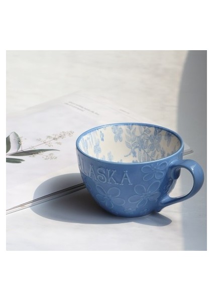 No.5 Tarzı Renkli Seramik El Boyalı Kahve Fincanı Yaratıcı Vintage Kupalar Cafe Bar Malzemeleri Kabartmalı Kişilik Kahvaltı Fincan Kupa (Yurt Dışından)