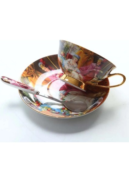 1550A Stili Yefine Yüksek Li Kemik Porselen Kahve Fincanları Vintage Seramik Sırlı Gelişmiş Çay Fincanı ve Tabak Setleri Lüks Hediyeler (Yurt Dışından) fırsatları