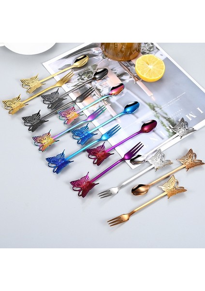 Gül Altın Kaşık Stili 1 Adet Paslanmaz Çelik Kahve Kaşığı Çay Kaşığı Altın Kaplama Şeker Tatlı Meyve Çatal Ayna Parlatma Kelebek Kolu Yemek Takımı (Yurt Dışından) fiyatları