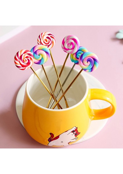 No.3 Tarzı Sevimli Eğlenceli Lolipop Kahve Çatalı Kaşık Paslanmaz Çelik Titanyum Kaplama Altın Kek Çatalı Çocuk Küçük Kaşık Dondurma Kaşığı (Yurt Dışından) fırsatları