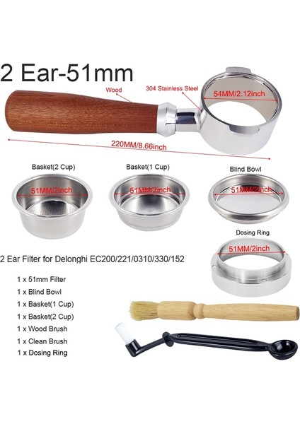 51 mm Toz Bardak Stili 51MM Dipsiz Portafilter Profesyonel Kahve Espresso Makinesi Kolu, Dozaj Halkalı Kahve Aletleri Köpürtme Sürahi Ölçeği (Yurt Dışından) modelleri