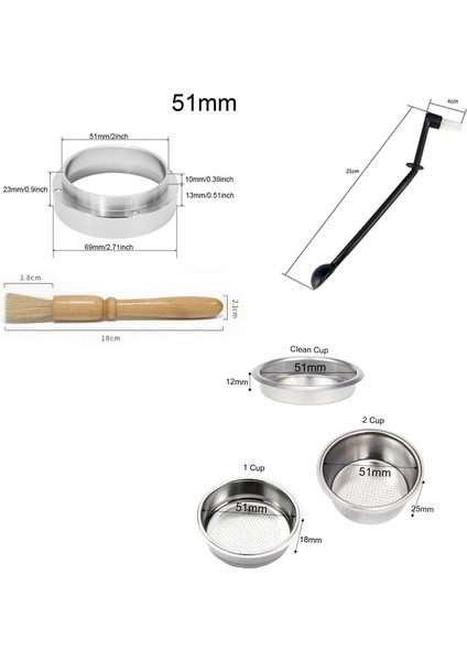 51 mm Toz Bardak Stili 51MM Dipsiz Portafilter Profesyonel Kahve Espresso Makinesi Kolu, Dozaj Halkalı Kahve Aletleri Köpürtme Sürahi Ölçeği (Yurt Dışından) fırsatları
