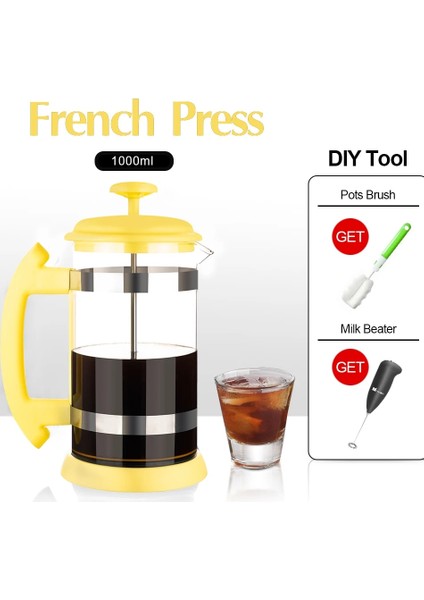 Çoklu Stil Paslanmaz Çelik Cam Demlik Cafetiere Fransız Kahve Çay Percolator Filtre Pres Piston L Manuel Kahve Espresso Makinesi Pot (Yurt Dışından)