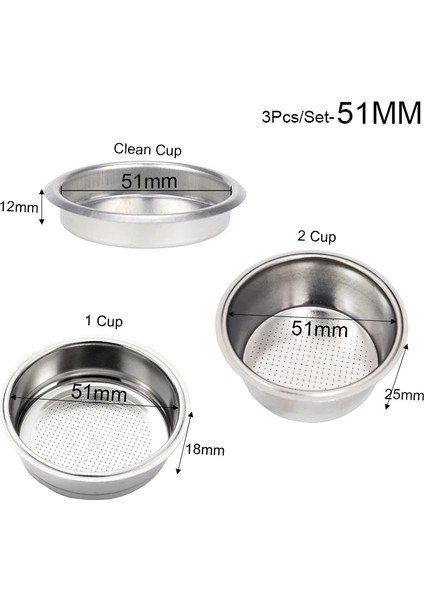 51 mm 1 2 Temiz Kupa Stili Fincan 2 Fincan Temiz Sepet Basınçlı Kahve Makinesi Filtresi Çift Cu Paslanmaz Çelik Tek Katmanlı Portafiltre (Yurt Dışından)