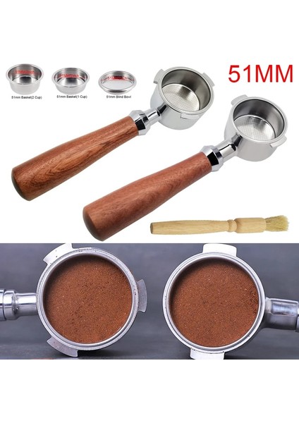 51 mm Toz Bardak Stili 51MM Dipsiz Portafilter Profesyonel Kahve Espresso Makinesi Kolu, Dozaj Halkalı Kahve Aletleri Köpürtme Sürahi Ölçeği (Yurt Dışından) indirimleri