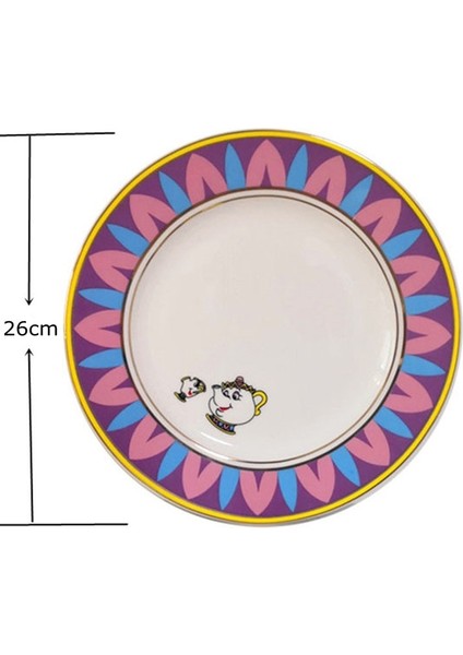 Plaka 26CM Tarzı Karikatür Güzel ve Çirkin Çaydanlık Kupa Mrs Potts Çip Çaydanlık Fincan Seti Cogsworth Porselen Hediye 18K Altın Kaplama Boyalı Emaye (Yurt Dışından)
