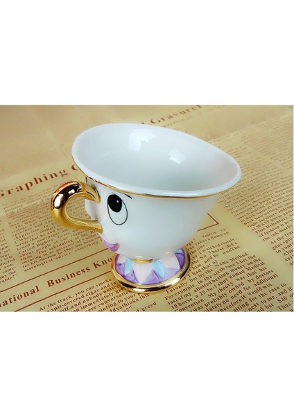 Plaka 26CM Tarzı Karikatür Güzel ve Çirkin Çaydanlık Kupa Mrs Potts Çip Çaydanlık Fincan Seti Cogsworth Porselen Hediye 18K Altın Kaplama Boyalı Emaye (Yurt Dışından) fiyatları