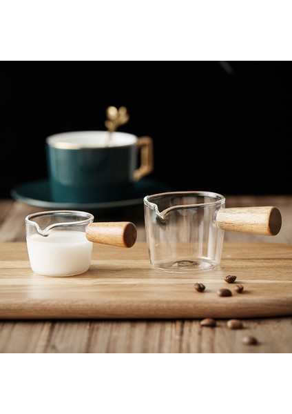 2 Boyutlu Stil Seti Mini Cam Süt Fincan Kreması Sürahi Küçük Cam Kahve Süt Sürahi Espresso Fincan Sirke Sos Fincan Ahşap Saplı Cam Sos Tekne (Yurt Dışından) fiyatları
