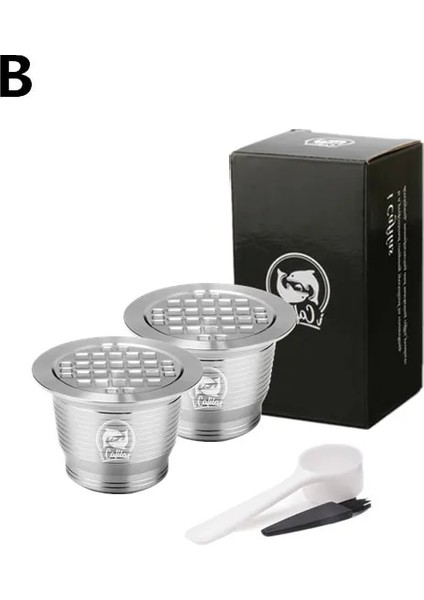 2 Kapsül Tarzı Icafilas Nespresso Doldurulabilir Kapsül ile Uyumlu Nespresso Kapsül Için Yeniden Kullanılabilir Paslanmaz Çelik (Yurt Dışından)