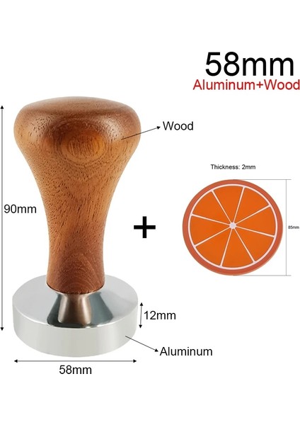 Aluminum 58MM Style Kahve Barista Espresso Düz Tamper Taban Pres Matı Dozaj Halkası Kahve Sepeti Portafilter Tutucu (Yurt Dışından)