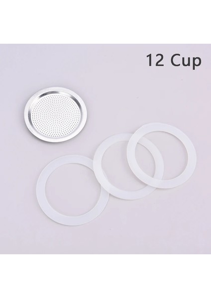 12 Kupa Stili 3 Silikon Conta ve 1 Adet Paslanmaz Çelik Filtre Moka Pot Kahve Şişesi Değiştirme Fincan Moka Express ile Uyumlu (Yurt Dışından)